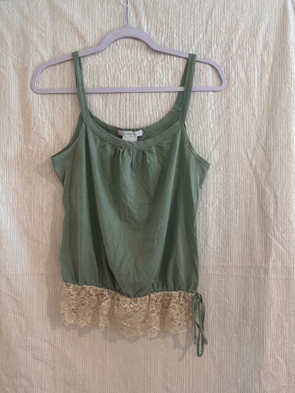Y2K Charlotte Russe Large Sage Green Lace Peplum Tank Top